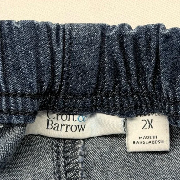 Croft & Barrow Womens 2X Blue Denim Capri Pants Elastic Waist Stretch Plus Size - Picture 3 of 10